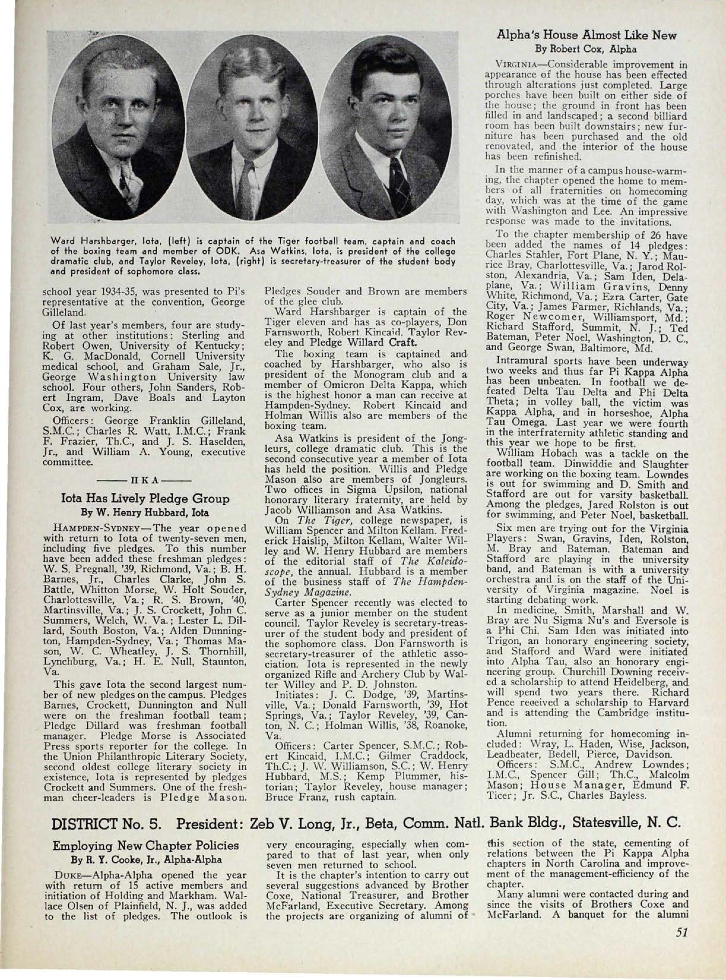 News From The Chapters: District No. 5, December 1936